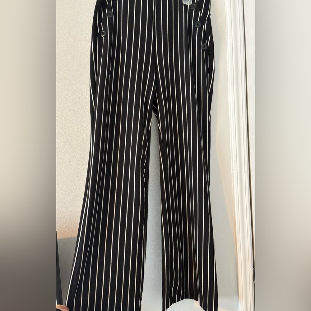 Black and White Wide Leg Women's Pants